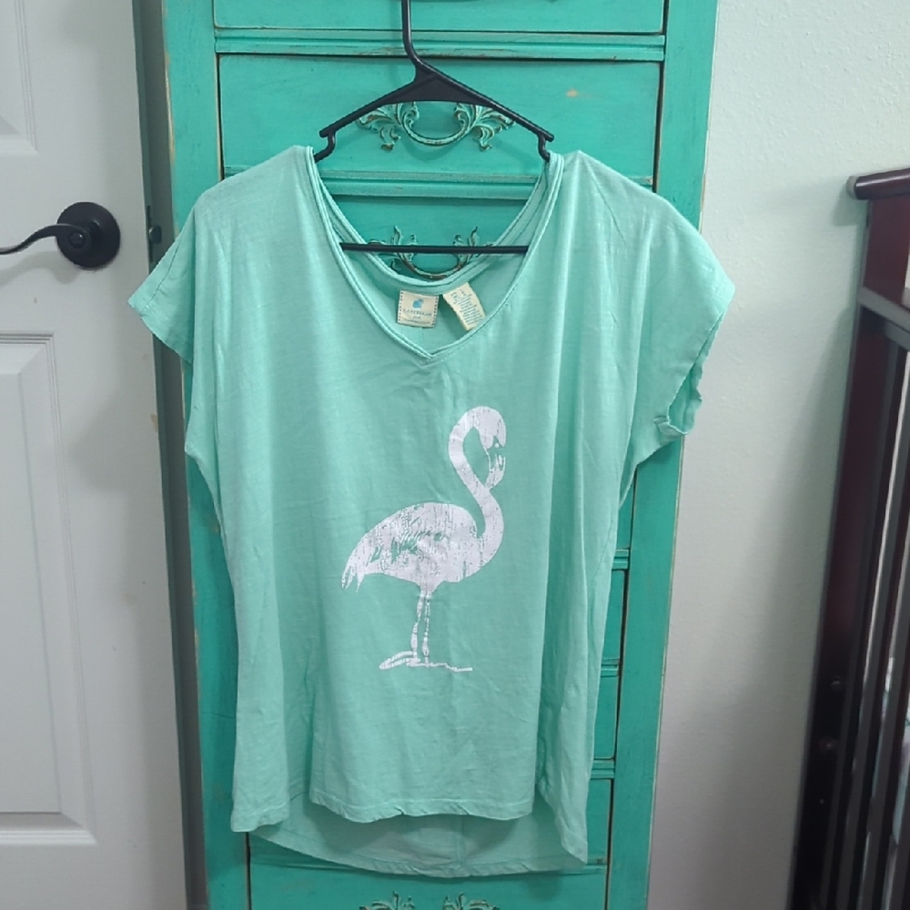 Caribbean Joe Green Graphic Cap Sleeve Tee